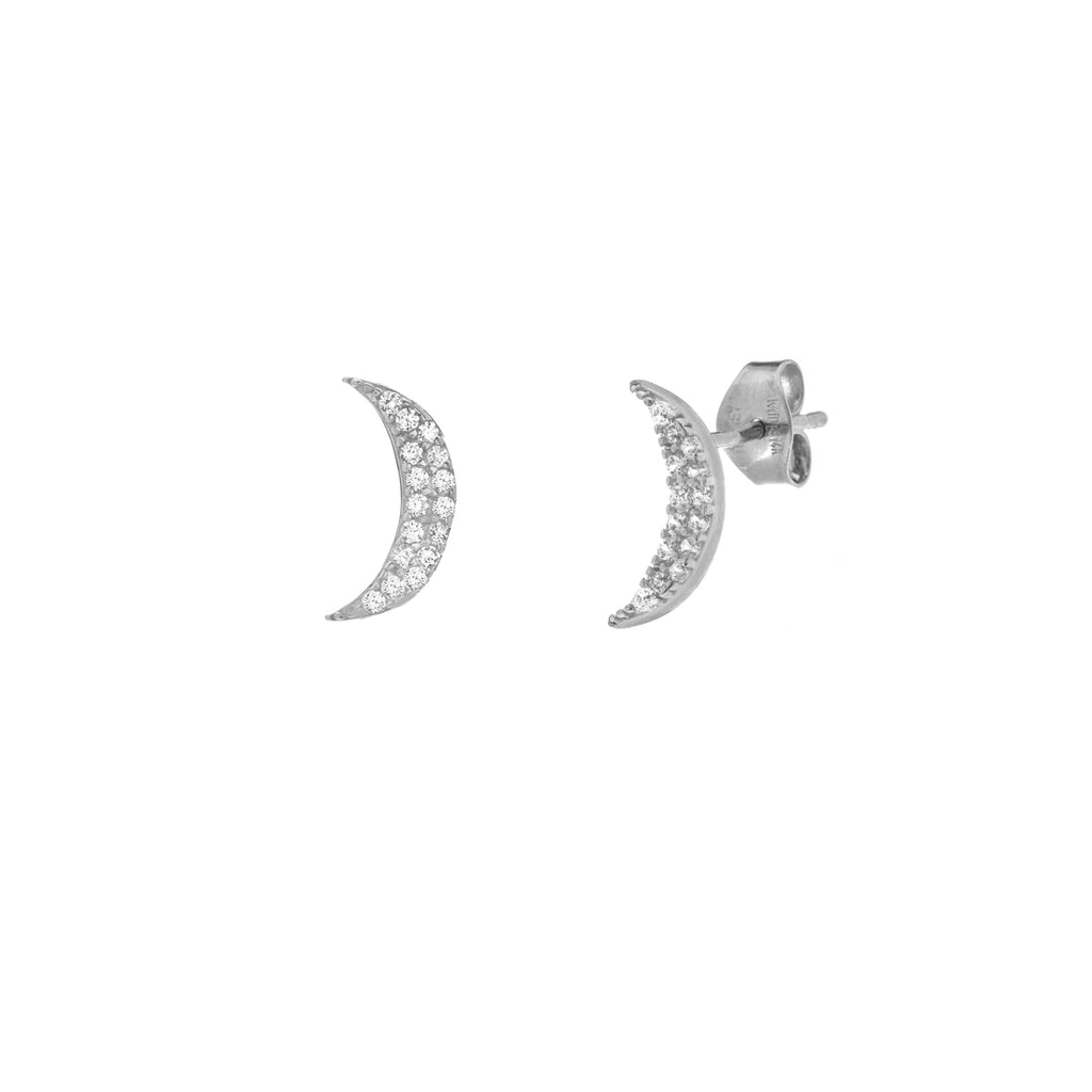Crescent Moon CZ Studs-Earring-Milano DG