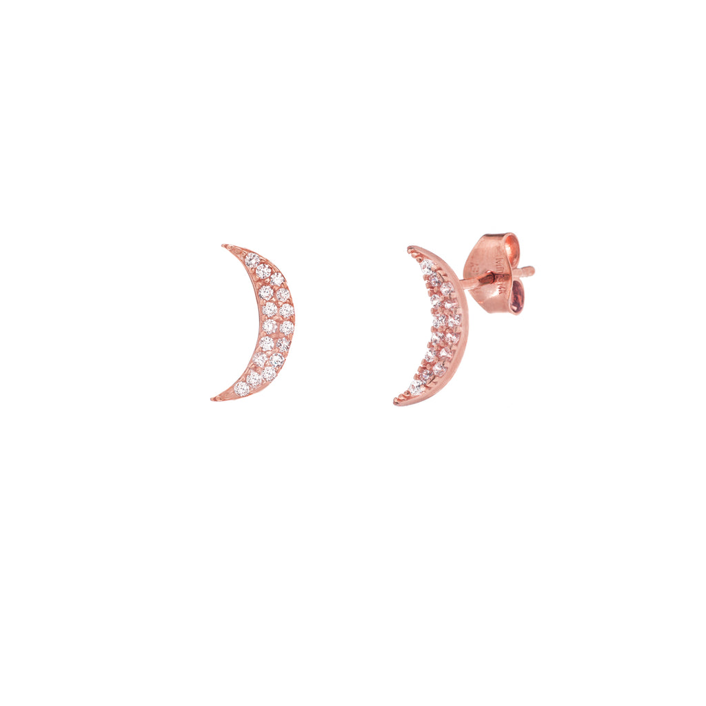 Crescent Moon CZ Studs-Earring-Milano DG