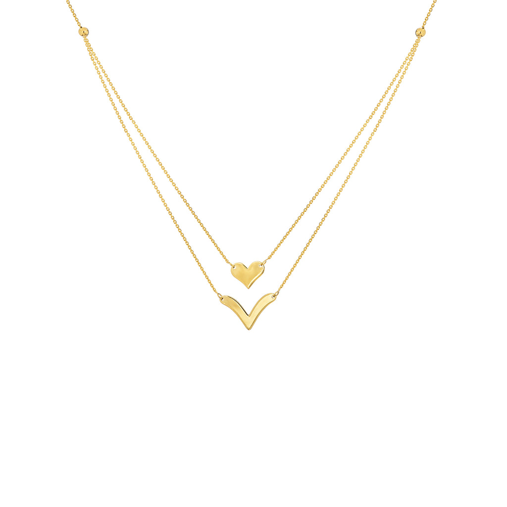 Heart and V Necklace-Necklace-Milano DG